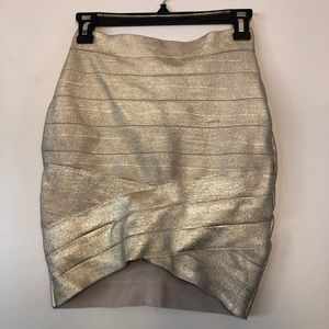 Gold bandage mini skirt
